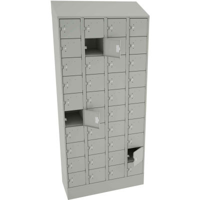 Tennsco 40 Door Cell Phone Locker CP10-091572-D-LGY - 4 Wide w/Hasp 36"W x 15"D x 72" Light Gray