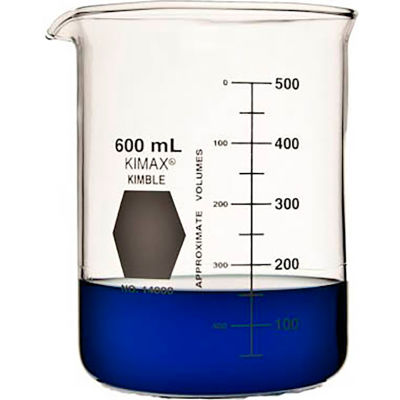 Case of 36 Kimble 14000-600 Borosilicate Glass Low Form Griffin Beaker 600mL Capacity 