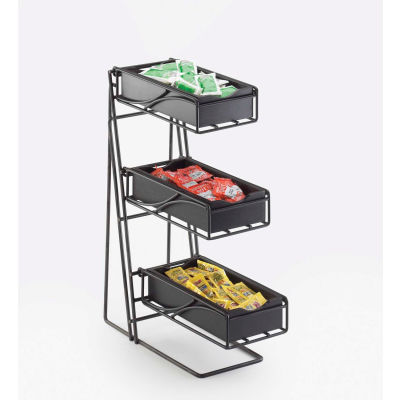 Cal-Mil 1235-13-96 3 Tier Flatware Display With Midnight Bamboo Bins 5-1/4"W x 14"D x 18"H Black