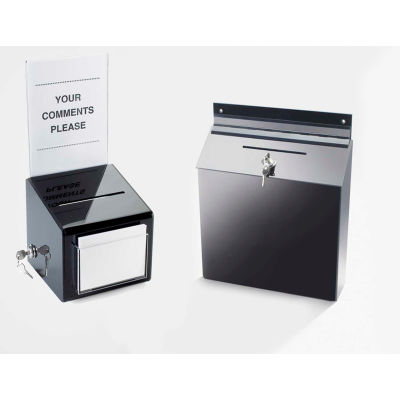 Cal-Mil 388 Suggestion Box 12"W x 3-1/2"D x 15"H Black