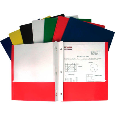 C-Line Products Recycled Two-Pocket Paper Portfolios with Prongs, Assorted (Color May Vary) - Pkg Qty 100