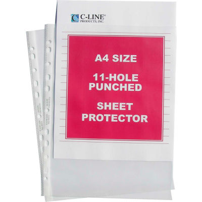 C-Line Products Heavyweight Polypropylene Sheet Protector, A4 SIZE, Clear, 11 3/4 x 8 1/4, 50/BX - Pkg Qty 2