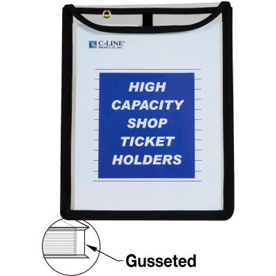 C-Line Products Shop Ticket Holder, Gusseted, Stitched, Both Sides Clear, 9 x 12 x 1, 15/BX