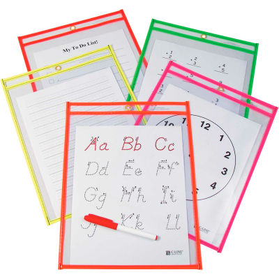 C-Line Products Reusable Dry Erase Pockets, Assorted, 9 x 12, 10/PK