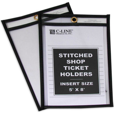 C-Line Products Shop Ticket Holders, Stitched, Both Sides Clear, 5 x 8, 25/BX - Pkg Qty 2