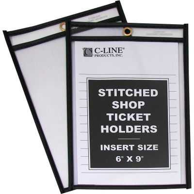 C-Line Products Shop Ticket Holders, Stitched, Both Sides Clear, 6 x 9, 25/BX - Pkg Qty 2