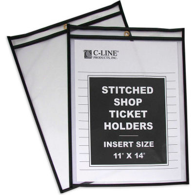 C-Line Products Shop Ticket Holders, Stitched, Both Sides Clear, 11 x 14, 25/BX