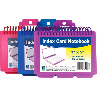 C-Line Products Spiral Bound Index Card Notebook with Tabs (Color May Vary) - Pkg Qty 8