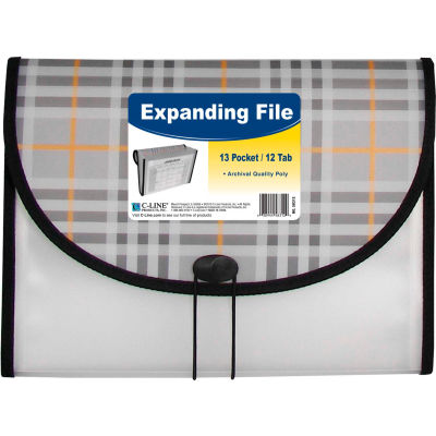 C-Line Products 13-Pocket Letter Size Expanding File, Plaid, 12 Files/Set