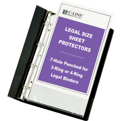 C-Line Products Hvywt Legal Poly Sheet Protector for 3 or 4-Ring Binders, Clear, 14 x 8-1/2, 50/BX