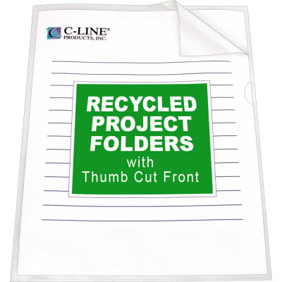 C-Line Products Recycled Project Folders, Clear - Reduced glare, 11 x 8 1/2, 25/BX - Pkg Qty 3