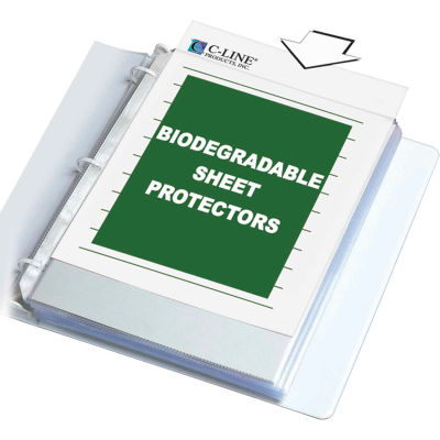 C-Line Products Biodegradable Sheet Protector, Clear, Polypropylene, 11 x 8 1/2, 100/BX - Pkg Qty 2