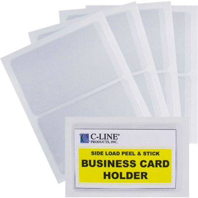 C-Line Products Self-Adhesive Business Card Holder, Side Load, 2 x 3 1/2, 10/PK - Pkg Qty 5