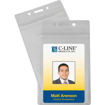 C-Line Products Zippered Badge Holders, Vertical, 50/PK