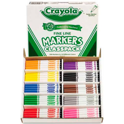Crayola® Markers Classpack, Fine Line, 10 Assorted Colors, 200/Box