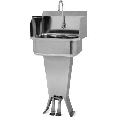 Sani-Lav® 503L Floor Mount Sink With Double Foot Pedal Valve And Side Splash Guards
