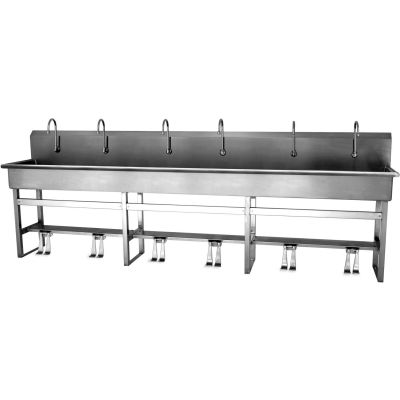 Sani-Lav® 512FSL-0.5 6-Person Floor Mount Wash-Station, Double Foot Pedal Valves, 0.5 GPM