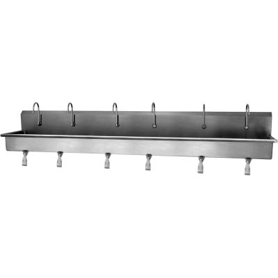 Sani-Lav® 512W1 6-Person Wall Mount Wash Station With Single Knee Pedal Valves