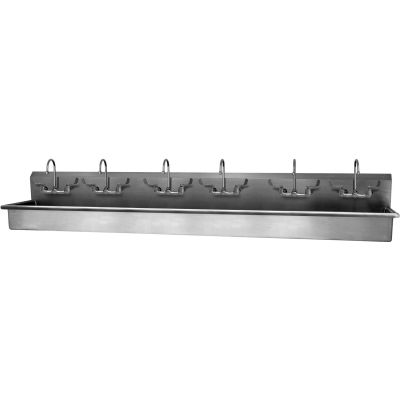 Sani-Lav® 512WFL-0.5 6-Person Wall Mount Wash Station With Faucets, Low-Flow 0.5 GPM