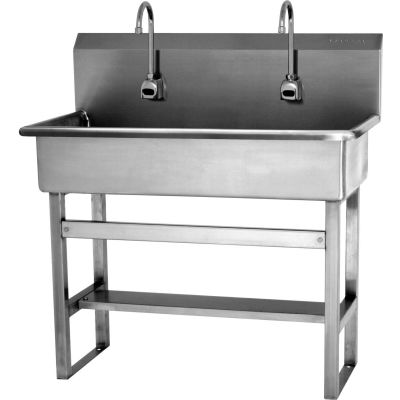 Sani-Lav® 54FBL 2-Person Floor Mount Wash Station W/ Battery Powered Sensors