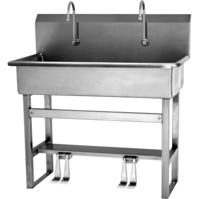 Sani-Lav® 54FSL 2-Person Floor Mount Wash-Station W/Double Foot Pedal Valves