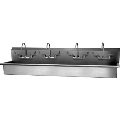 Sani-Lav® 58WFL-0.5 4-Person Wall Mount Wash Station With Faucets, Low-Flow 0.5 GPM