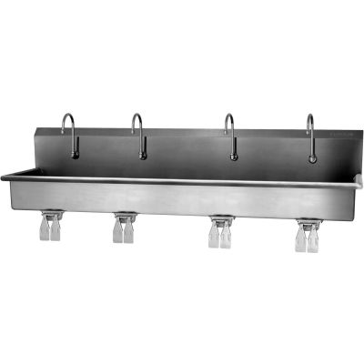 Sani-Lav® 58WSL-0.5 4-Person Wall Mount Wash-Station With Double Knee Pedal Valves, 0.5 GPM