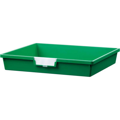 Certwood Extra Wide Single Depth Storage Tote Tray CE1956PG - 16-3/4"L x 18-1/2"W x 3"H Green - Pkg Qty 10