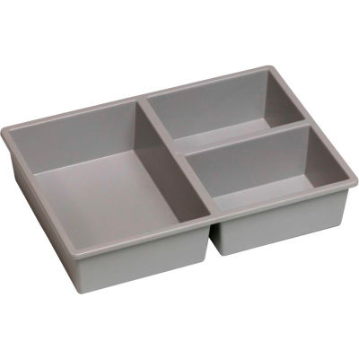 Certwood Stortray Insert CE4001 - 3 Division Short 7-7/8"L x 11-1/4"W x 2-3/8"H Light Gray - Pkg Qty 10