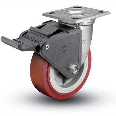 Colson® 4 Series Swivel Plate Caster 4.05109.929 BRK2 SS Poly With Brake 5" Dia. 750 Lb.