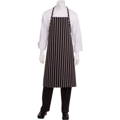 Chef Works® English Chef Aprons, Black W/Chalk Stripe - A100BCS0