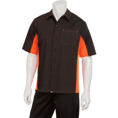 Chef Works® Universal Contrast Shirt, Black/Orange Mesh, XL - CSMCBLOXL