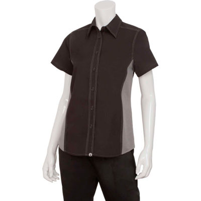 Chef Works® Women's Universal Contrast Shirt, Black/Gray Mesh, XL - CSWCBLMXL