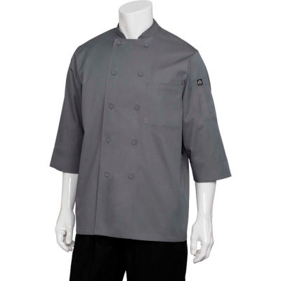 Chef Works® Basic 3/4 Sleeve Chef Coat, Gray, L - JLCLGRYL