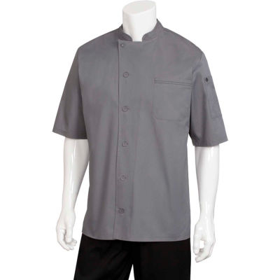 Chef Works® Valais V-series Chef Coat, Dark Gray W/Black Contrast, M - VSSSGBCM