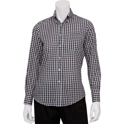 Chef Works® Women's Gingham Dress Shirt, Black & White Check, XL - W500BWCXL