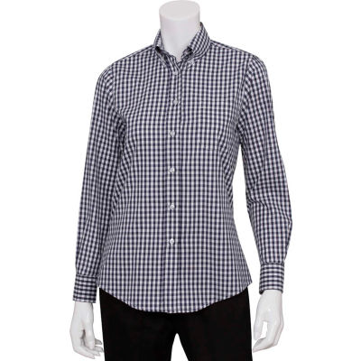 Chef Works® Women's Gingham Dress Shirt, Blue/White Check, L - W500BWKL