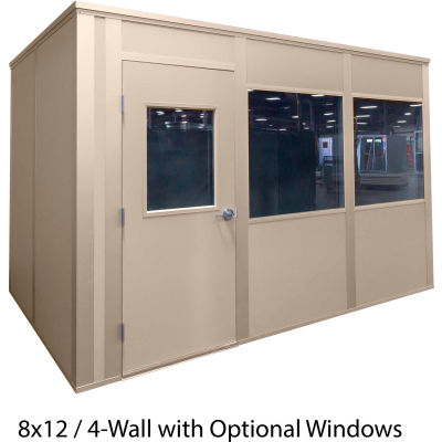 Porta-King Inplant Office, Beige Vinyl Int & Beige Stl Ext, 8x12, 3-Wall, Class A Fire & STC27 Sound