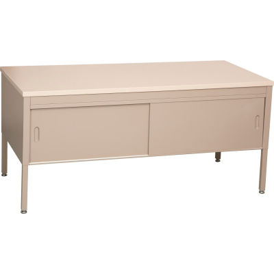 45-1/4"W Machine Table w/ Doors, Regal Cherry Laminate Top Medium Gray Finish