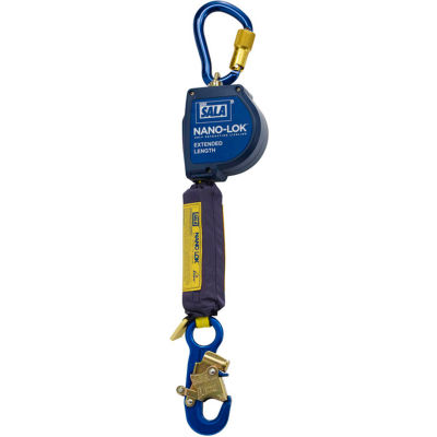Nano-Lok™ Extended Self Retracting Lifeline, Snap Hook, Swivel Anchor Loop W/ Carabiner, 11'