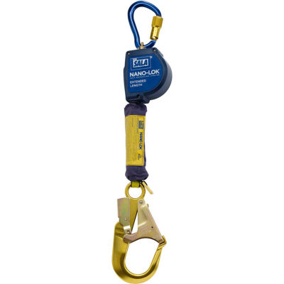 Nano-Lok™ Extended Length Self Retracting Lifeline, Alum. Rebar Hook, Swivel Anchor Loop, 9'