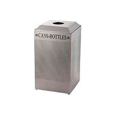Rubbermaid® Silhouette DCR24C Recycling Receptacle w/Can & Bottle Opening, 29 Gallon - Silver