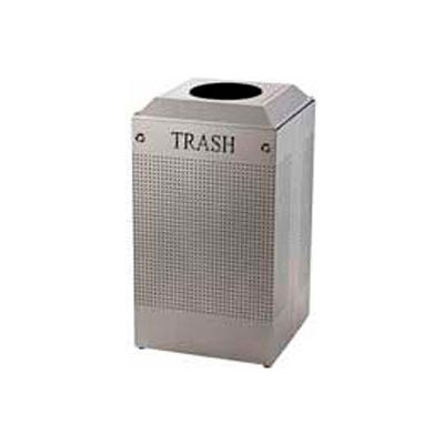 Rubbermaid® Silhouette DCR24T Recycling Receptacle w/Trash Opening, 29 Gallon - Silver Metallic