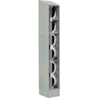 Digilock LockUp Triple Tier 3 Door Electronic Locker W/Clear Doors, 12"Wx18"Dx24"H, Gray, Assembled