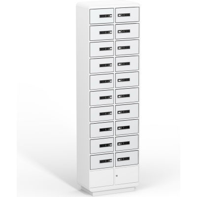 JuiceBar by Digilock Personal Device Charging Locker with RFID Electronic Locks 20 Doors - White