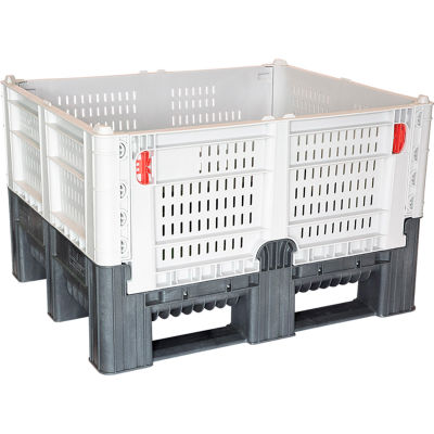 Decade DFC Quick Assembly Folding Container Vented Wall 48"L x 40"W x 29"H 1650 lb Capacity Gray