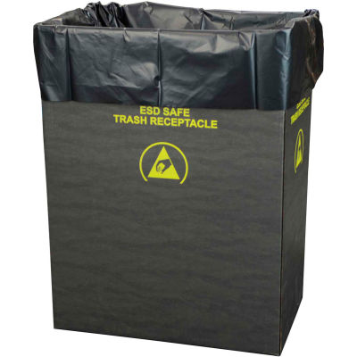 2.00 Mil Static Dissipative Trash Can Liner, 55 Gallon, Black, Pkg. Qty. 50 - 37821