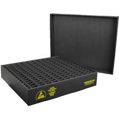 Protektive Pak 38701 ESD In-Plant Handler Adj. Dividers & Lid, 70 Cells, Cell Size 4 x 1-3/4 x 2-1/4 - Pkg Qty 5