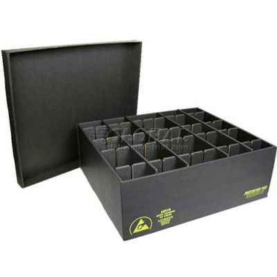 Protektive Pak 38824 ESD In-Plant Handler Adj. Dividers & Lid, 5 Cells, Cell Size 8 x 15-3/4 x 3-1/2 - Pkg Qty 5