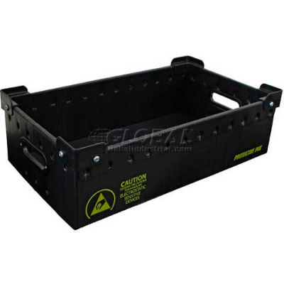 Protektive Pak 39176 Plastek Conductive Stackable Storage Container, 18"L x 14"W x 11"H - Pkg Qty 5